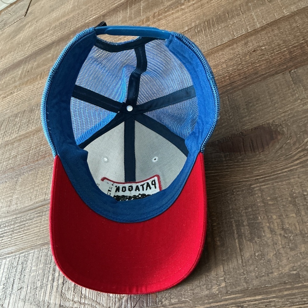 Patagonia Climb A Mountain Red and Blue Trucker Hat - Picture 5 of 7